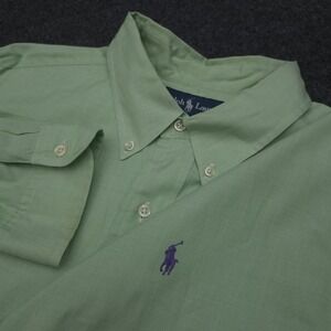 Ralph Lauren Mens XXL Green Classic Fit Button Down Shirt Purple Pony